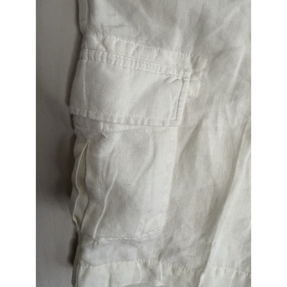 Caribbean Mens White 100% Linen Cargo Shorts 34x11 Relax Beach Resort Vacation - Picture 6 of 13